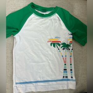 Hanna Andersson Green and White Palm Tree swim top size 4